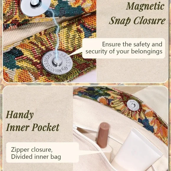 Sunflower Embroidered Tote Bag - Picture 5 of 7